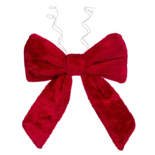 Nœud de Noël en fausse fourrure — rouge — 12 po × 15 po