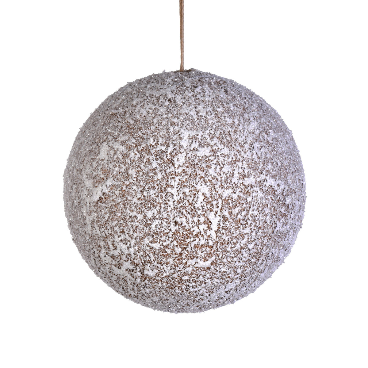 Boule de Noël beige — fini givré et pailleté