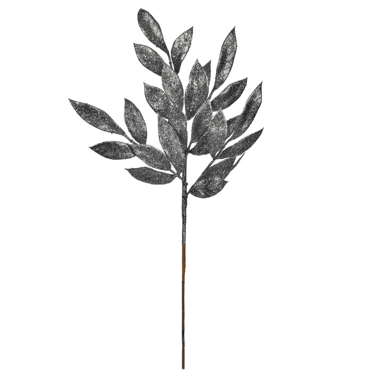 Tige décorative de feuilles de laurier — étain — fini pailleté