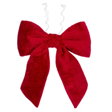 Nœud de Noël en fausse fourrure — rouge — 18 po × 23 po
