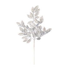 Tige décorative de gardénia — argent — fini pailleté