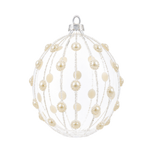 Boule de Noël à décor perlé Winward, perle et transparent, 12 cm