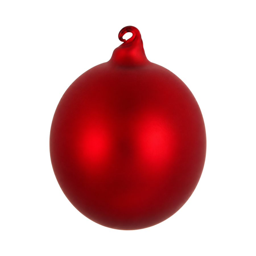 Boule de Noël mate, rouge — 12 cm — à l’unité sur fond blanc