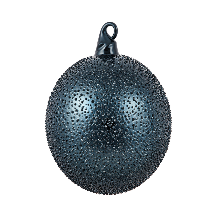 Boule de Noël en verre perlé Winward, bleu foncé, 12 cm