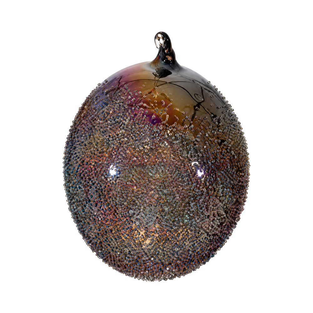 Boule de Noël en verre perlé Winward, noir, 12 cm