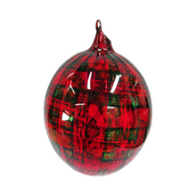 Boule de Noël à carreaux en spirale Winward, rouge et vert, 12 cm